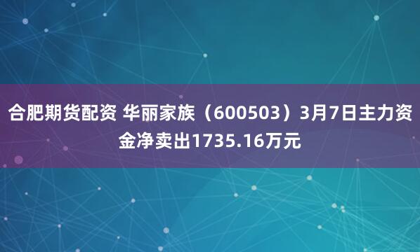 合肥期货配资 华丽家族（600503）3月7日主力资金净卖出1735.16万元