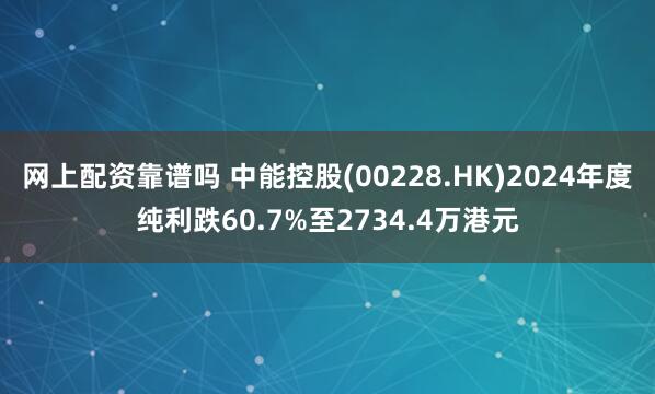 网上配资靠谱吗 中能控股(00228.HK)2024年度纯利跌60.7%至2734.4万港元