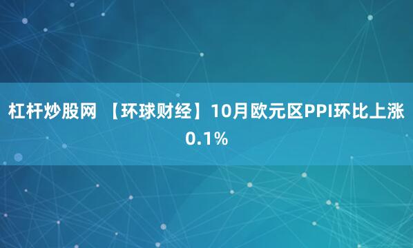 杠杆炒股网 【环球财经】10月欧元区PPI环比上涨0.1%